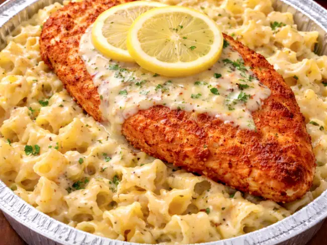 Creamy Lemon Parmesan Pasta & Chicken Cutlet